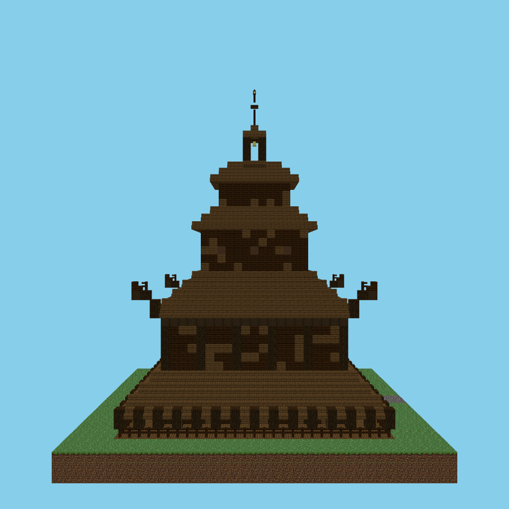 Norwegian stave church (v2) side view