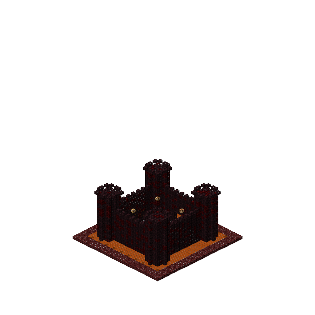 Nether Fortress with Lava Moat (Group A), isometric render