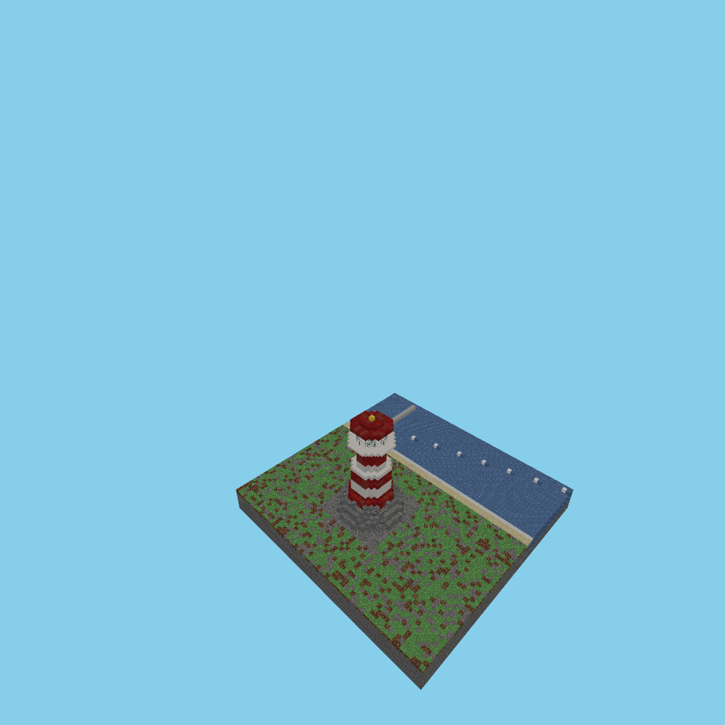 Faro junto al océano (linterna · océano · bisagra · cilantro), isometric render