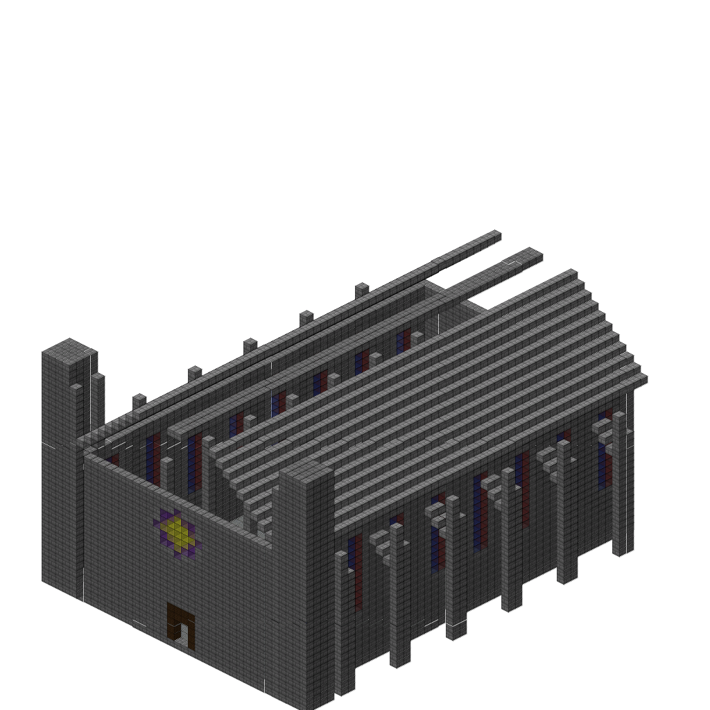 Gothic Cathedral with Flying Buttresses (Group B), isometric render