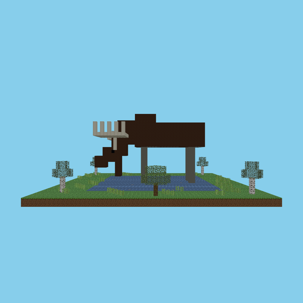 Giant Bull Moose in an Autumn Marsh (bare) front view