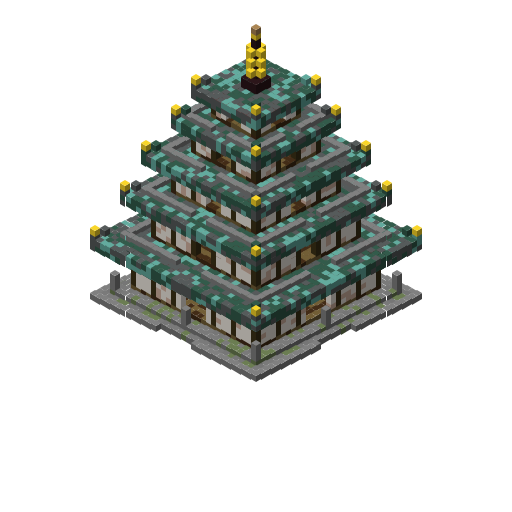Five-Tier Pagoda, isometric render