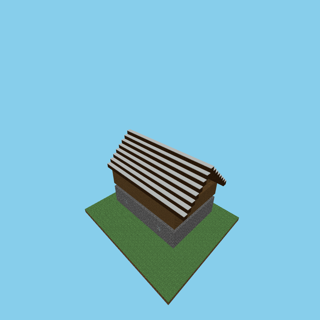 [autoeval bare] alpine chalet, isometric render