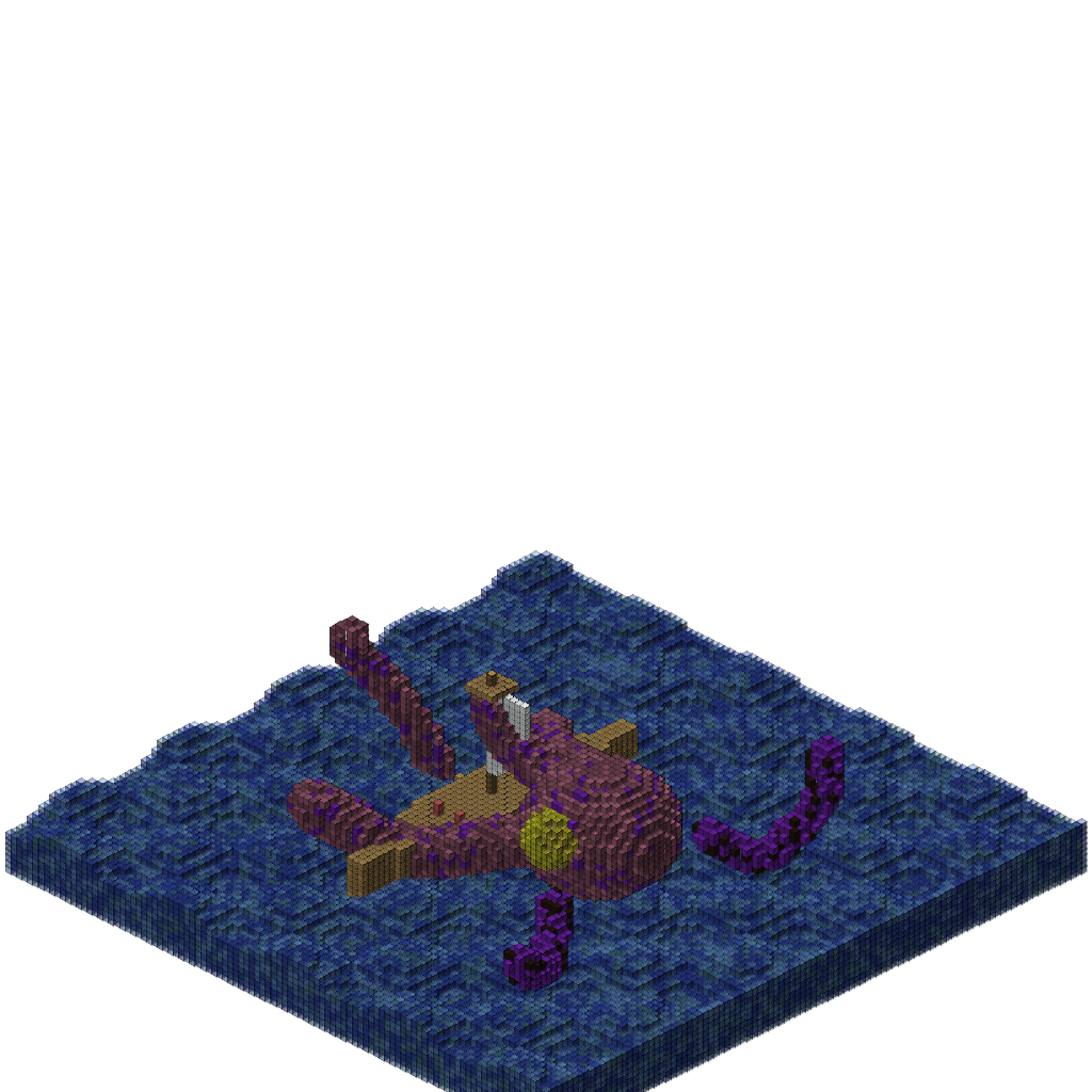 Kraken Attacking a Ship, isometric render