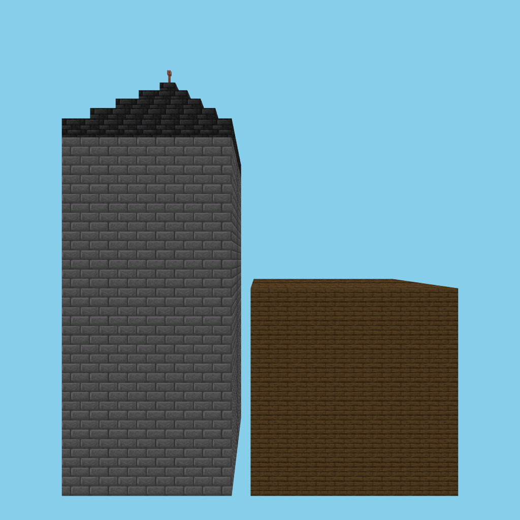 autoeval bare - wizard tower + cottage front view