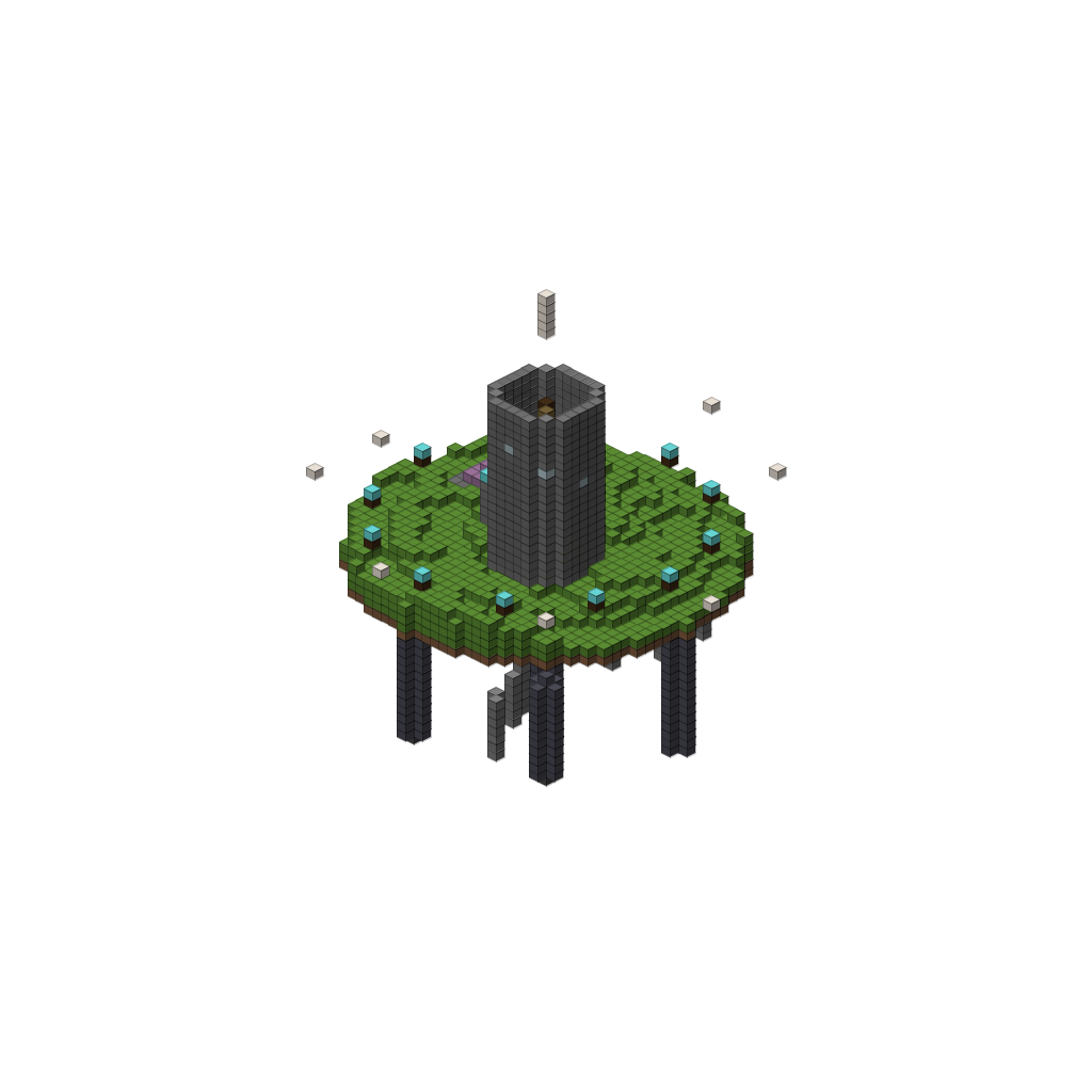 Floating Wizard Island, isometric render