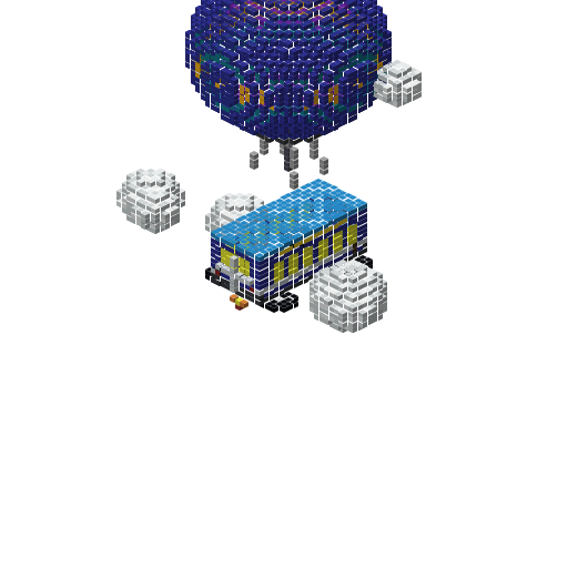 Fortnite Battle Bus, isometric render