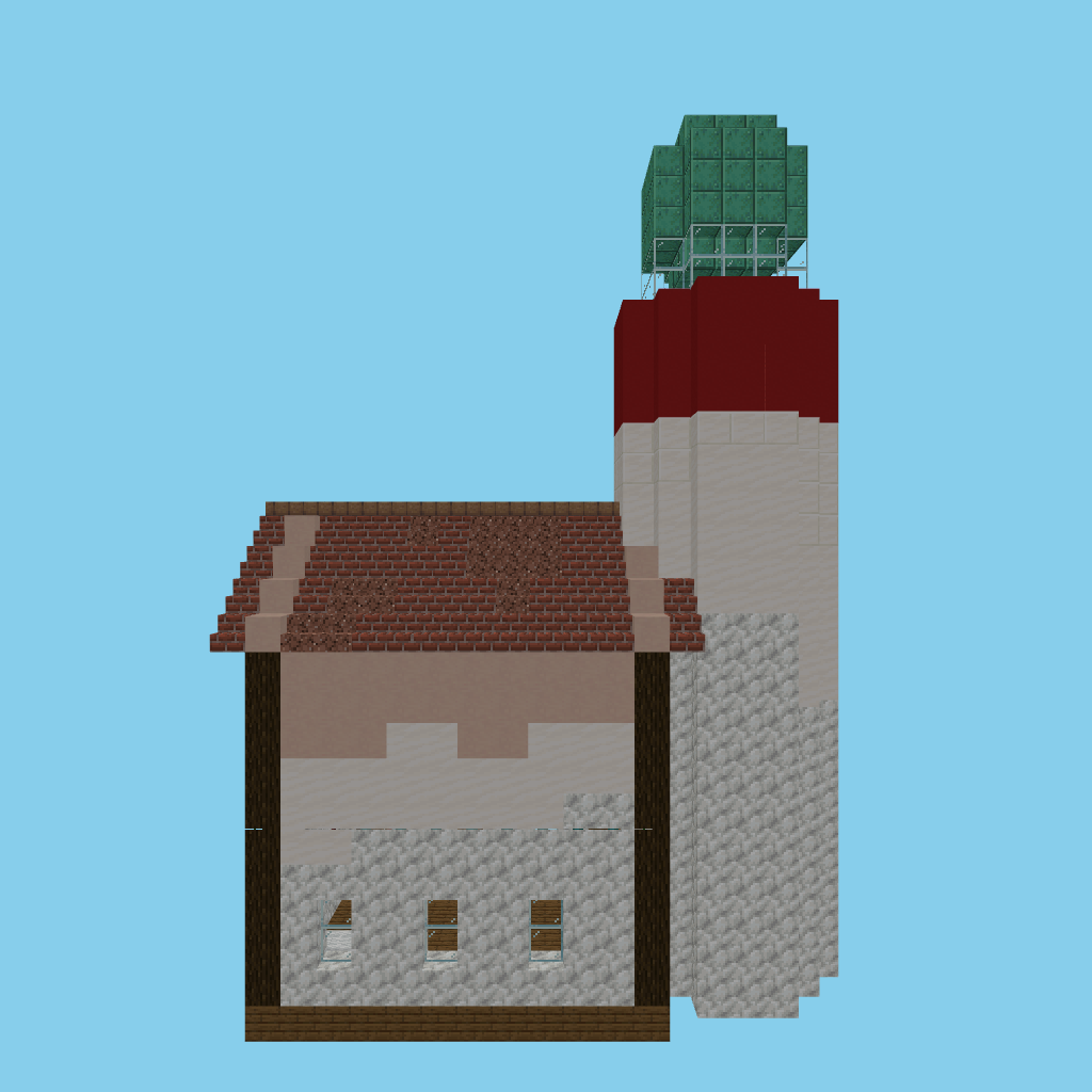 A-guided lighthouse-keeper complex front view
