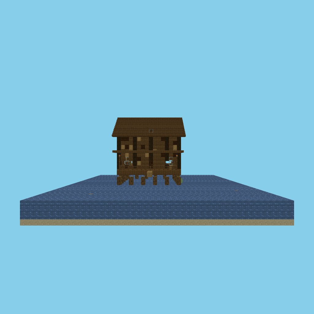 Stilt fishing cottage (guided) front view