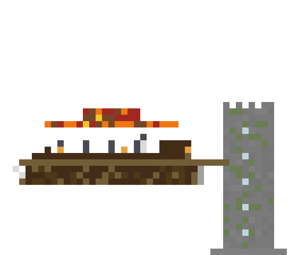 Steampunk Airship Docked at Tower (Phase 1) front view