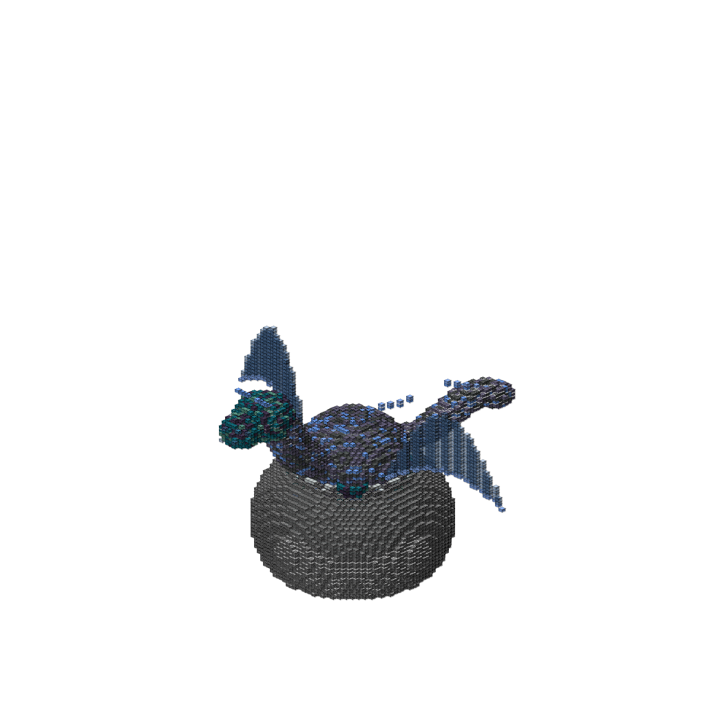 Ice Dragon Perched on Mountain, isometric render
