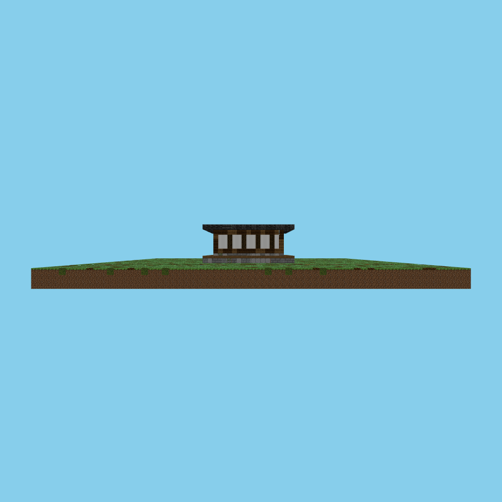 Casa japonesa con jardín de sakuras front view