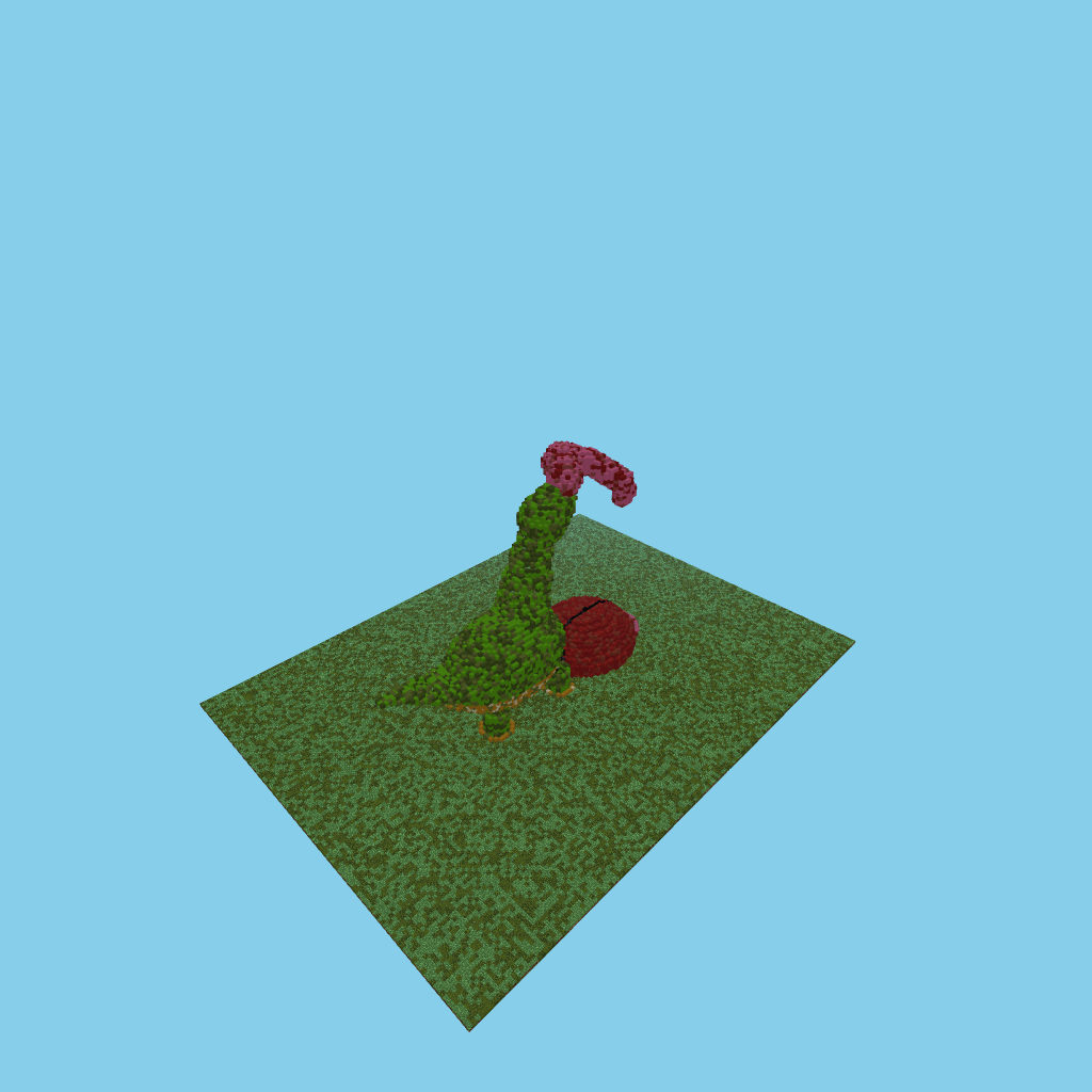 Ladybug Eating Dino Vomiting Strawberry Jam, isometric render