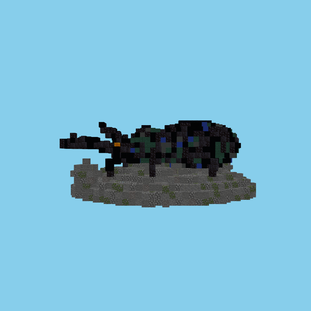Colossal stag beetle statue (guided) front view