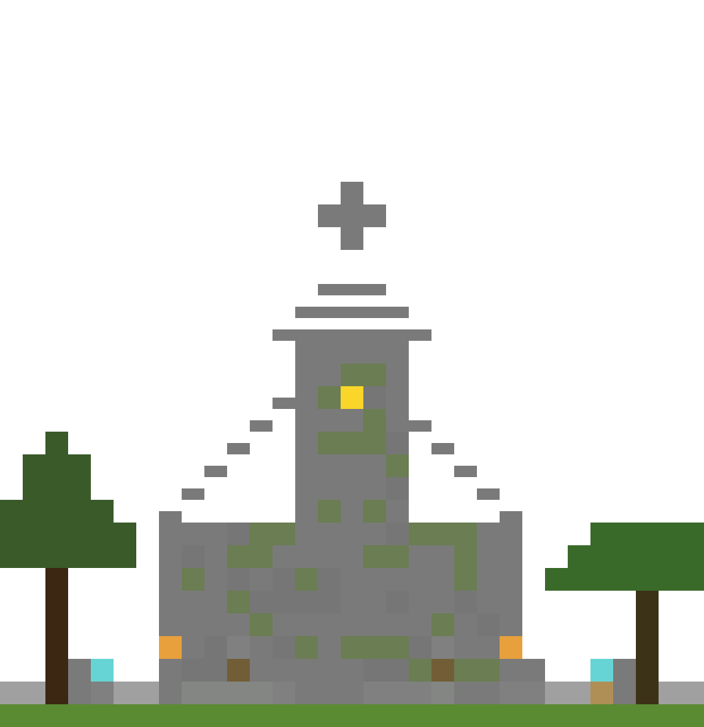 Stone Chapel with Graveyard front view