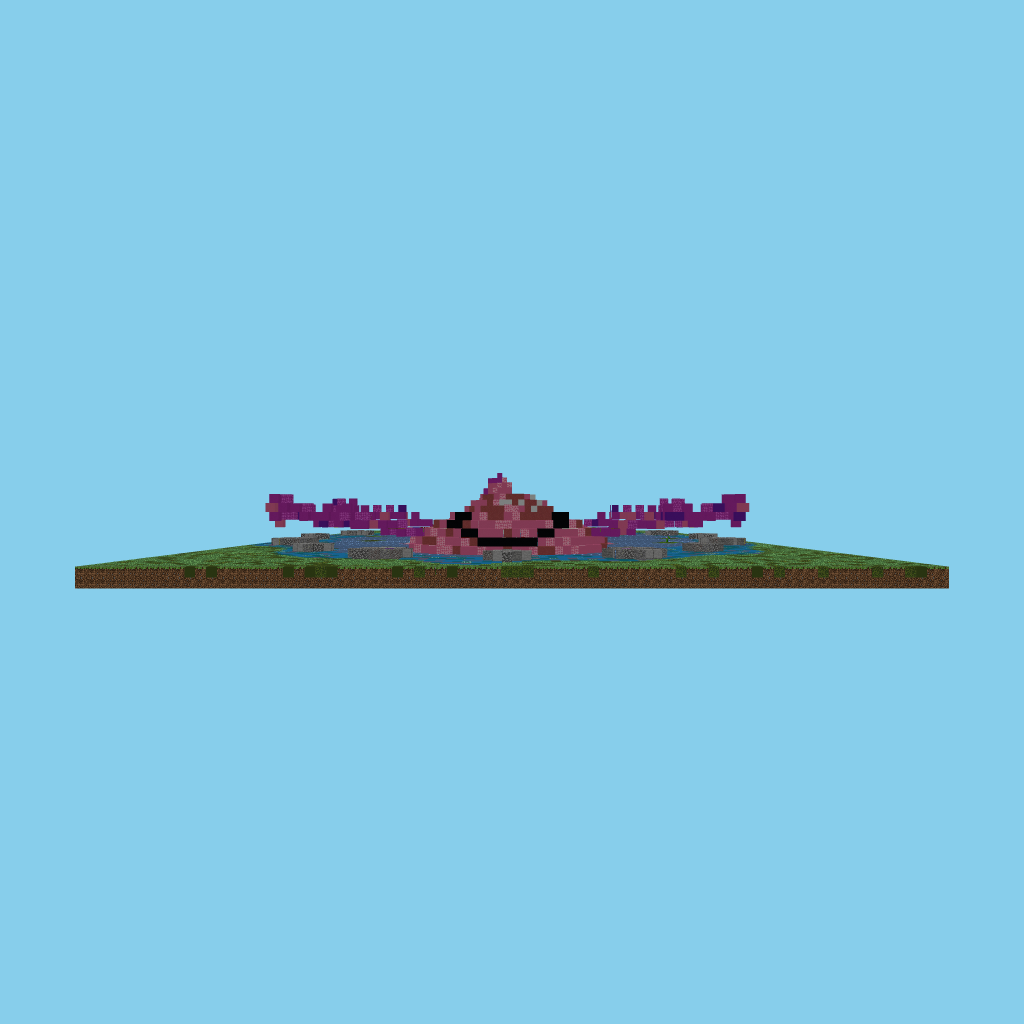 Giant axolotl pond front view