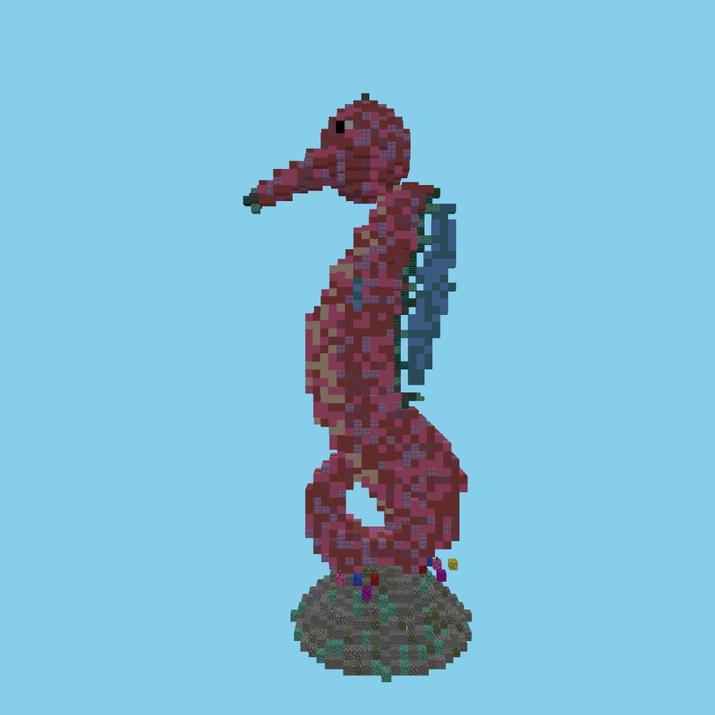 Seahorse statue (guided) front view