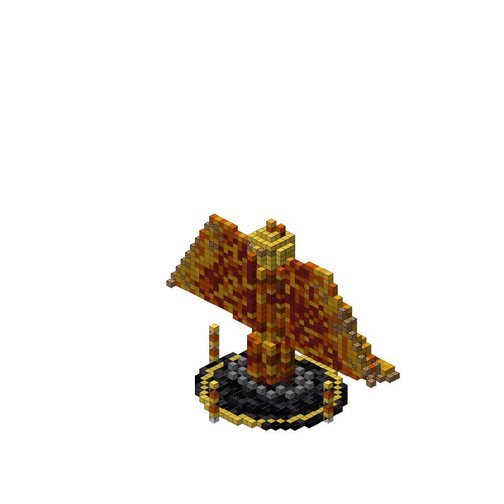 Giant Phoenix Rising from Ashes (MCP Pipeline), isometric render