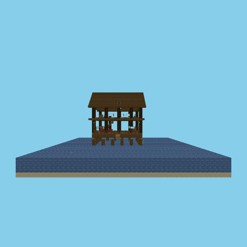 Stilt fishing cottage (guided) front view