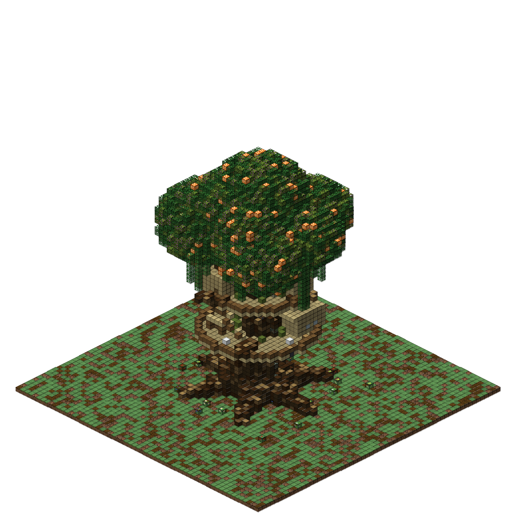 Elven Treehouse City in Giant Oak (MCP Pipeline), isometric render