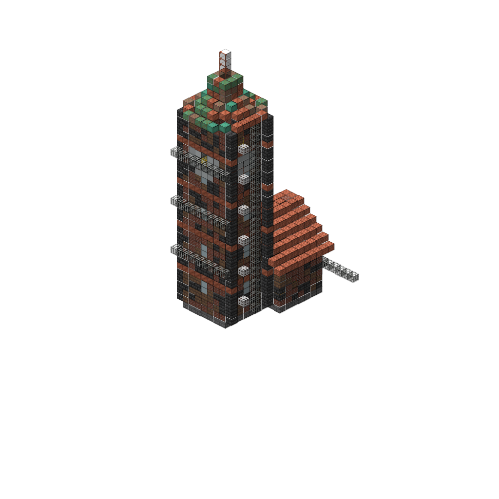 Steampunk Clocktower (MCP Pipeline), isometric render