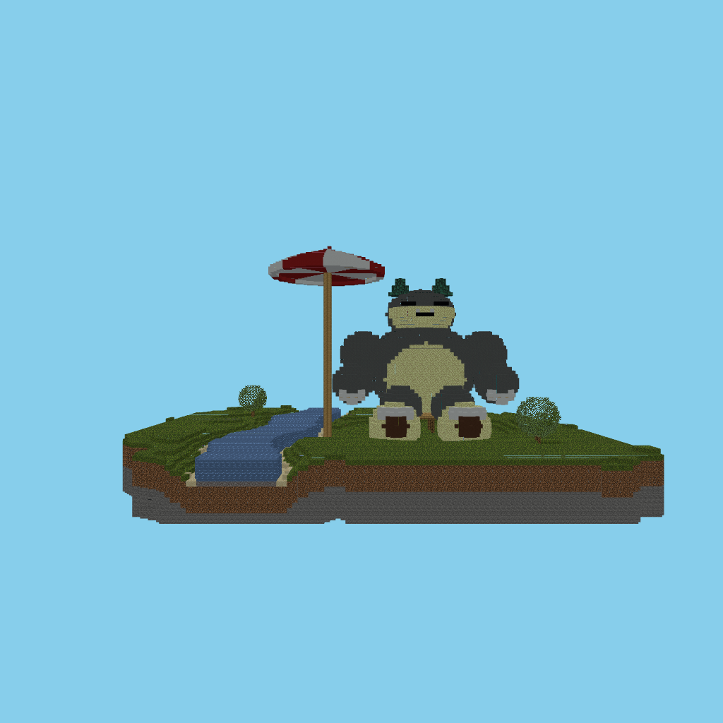 Snorlax en Taburete Enano junto al Río front view