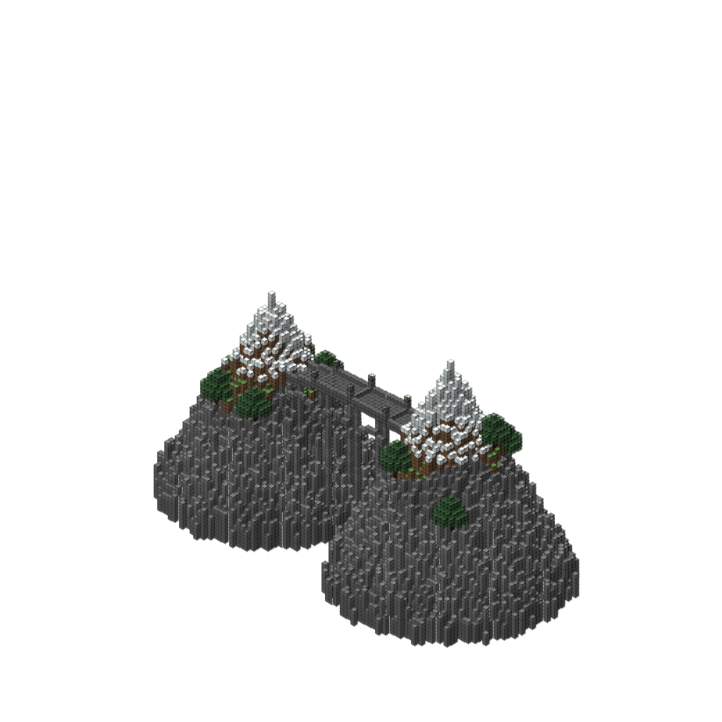 Mountain Bridge Between Peaks, isometric render