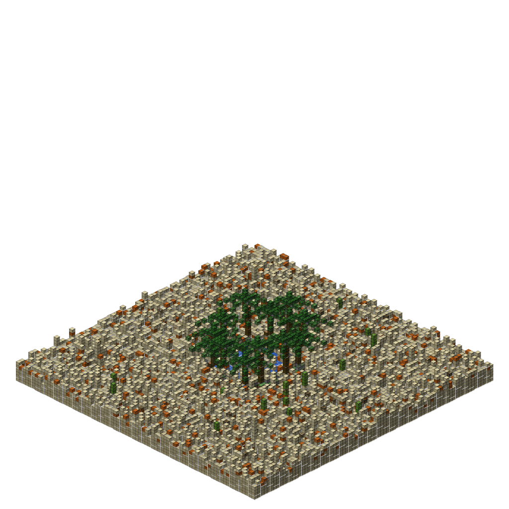 Desert Oasis with Palm Trees, isometric render