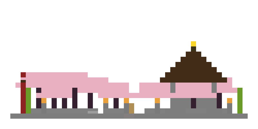 Cherry Blossom Garden with Shrine (Group B) front view
