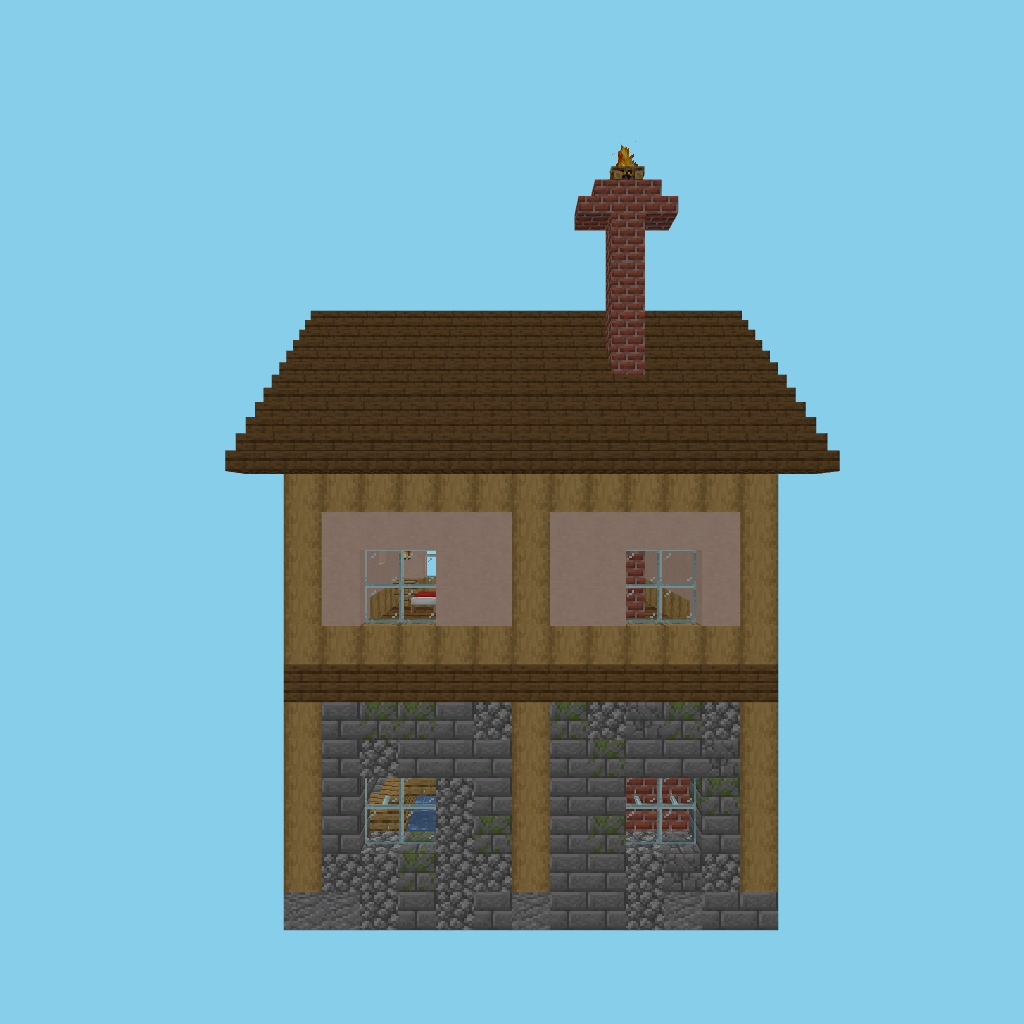 [autoeval guided] village blacksmith forge-house front view
