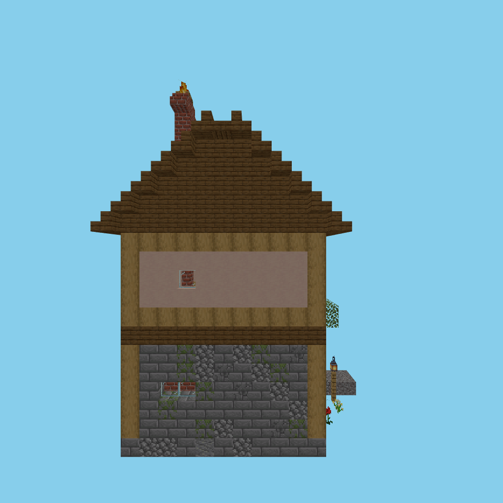[autoeval guided] village blacksmith forge-house side view