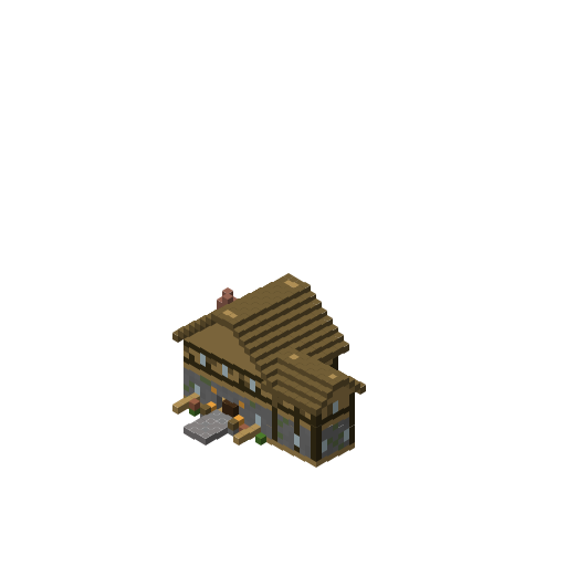 Medieval L-Shaped Tavern v2, isometric render