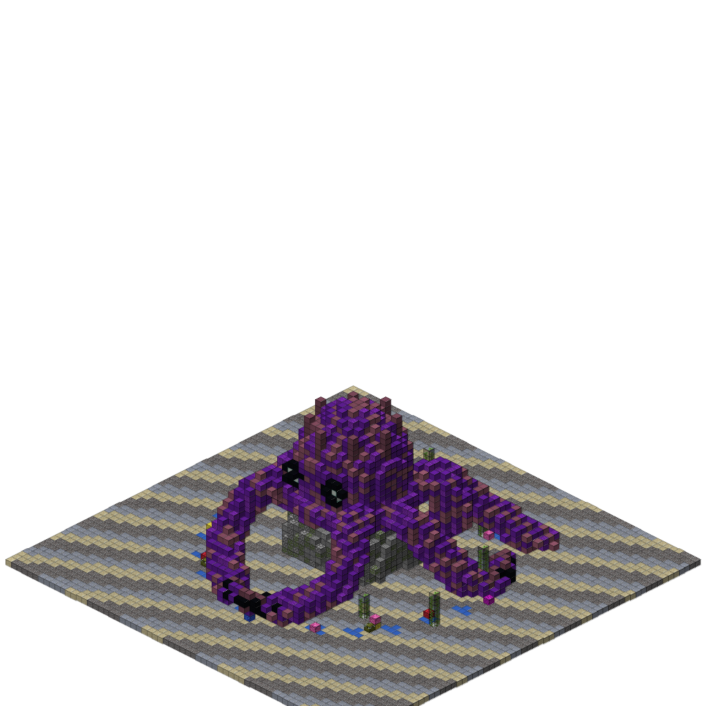 Giant Octopus on Rock, isometric render