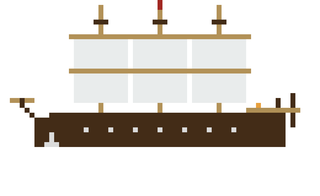 Pirate Ship with Sails and Cannons (Group B) front view