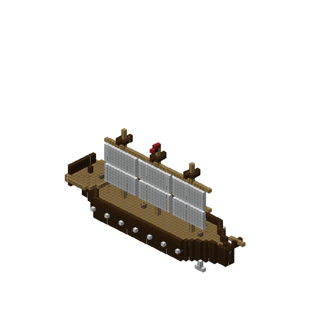 Pirate Ship with Sails and Cannons (Group B), isometric render