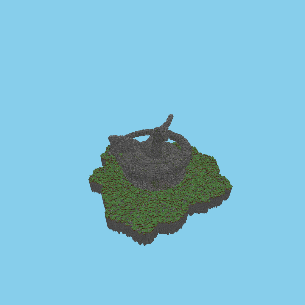 Coiled Stone Dragon, isometric render