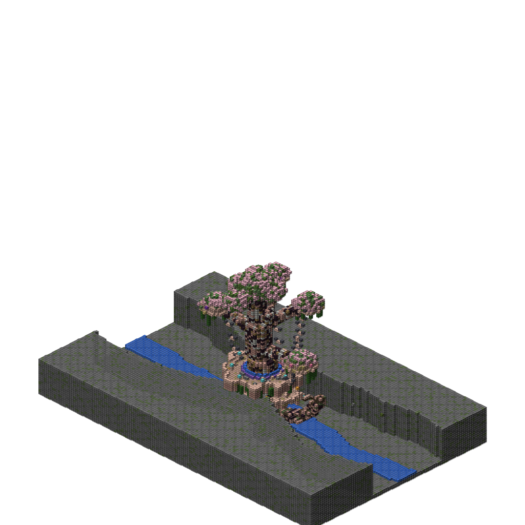Elven Hanging Tree-City — Ciudad árbol élfica, isometric render
