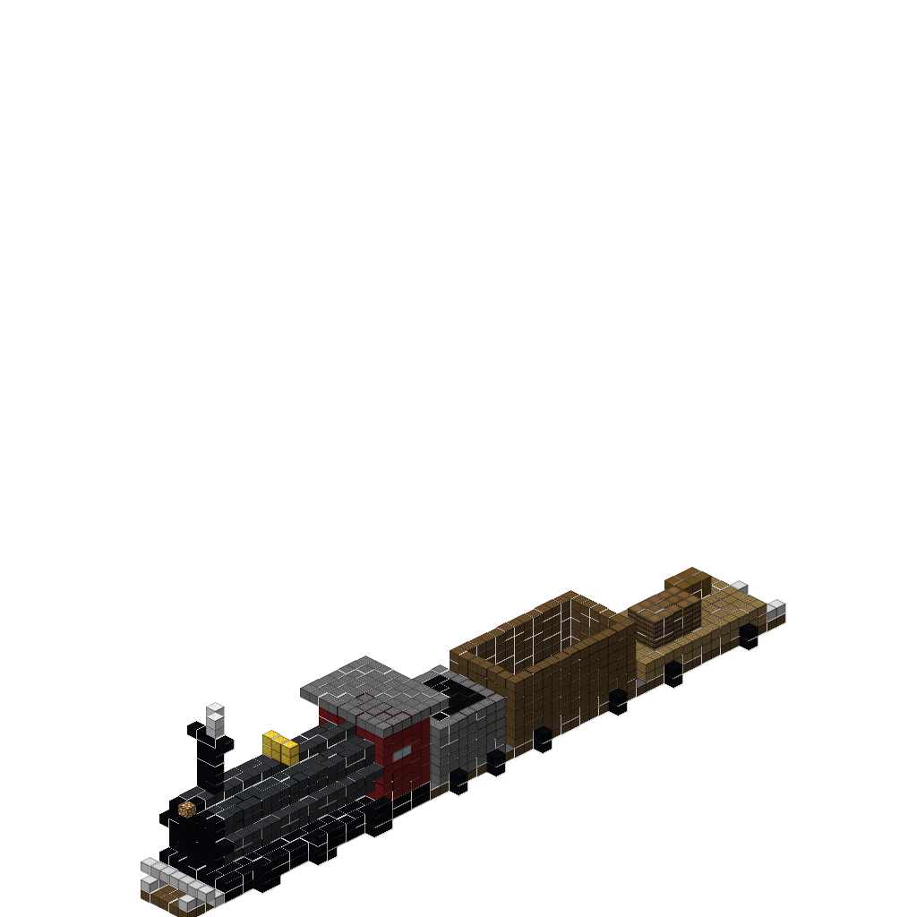 Steam Locomotive with Cars, isometric render
