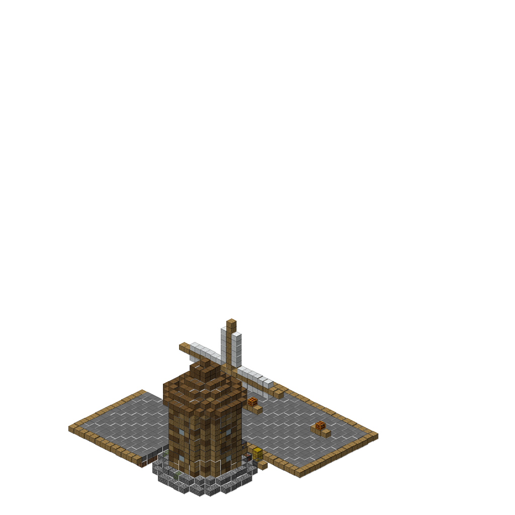 Medieval Windmill (MCP Pipeline), isometric render