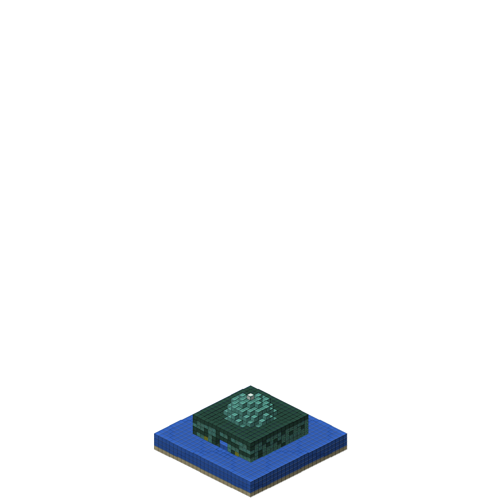 Coral Reef Underwater Palace, isometric render