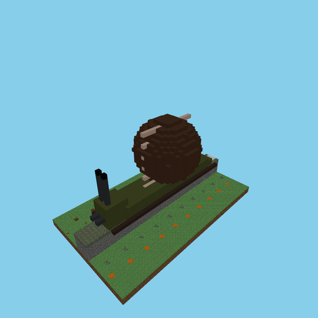 Colossal garden snail on dry-stone wall (bare) isometric view