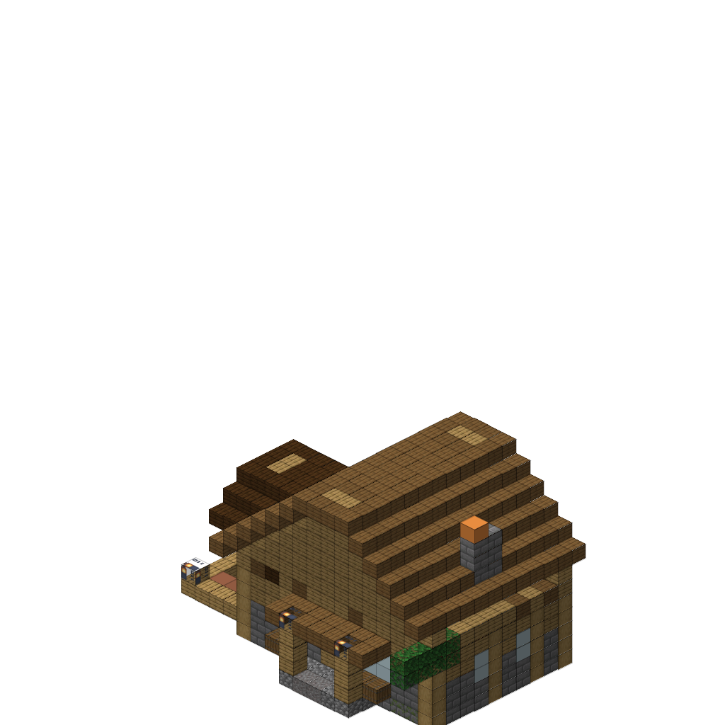 Cozy Medieval Cottage with Garden (MCP Pipeline), isometric render