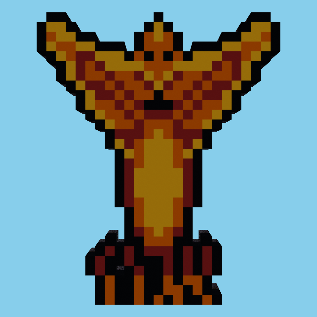 Phoenix pixel art (guided) front view
