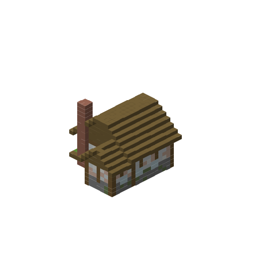 Small Wooden House, isometric render