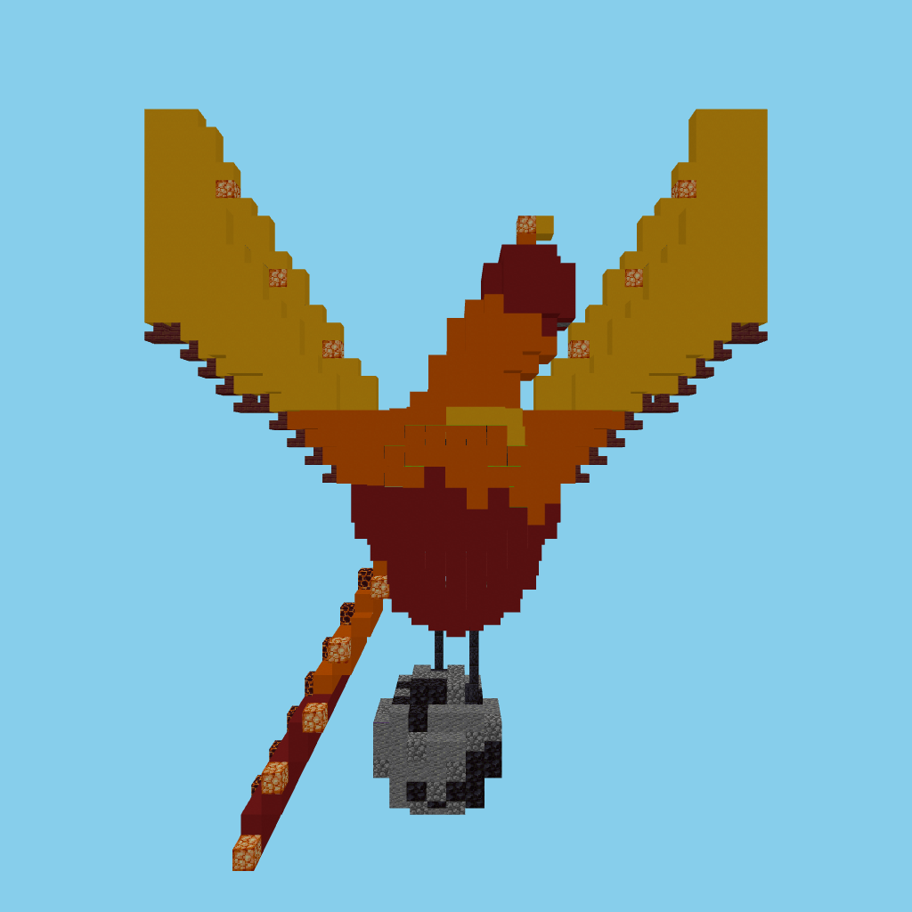[autoeval guided] phoenix rising with flame wings front view