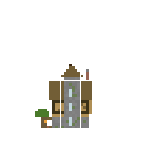 Cozy Cottage with Tower and Stable side view