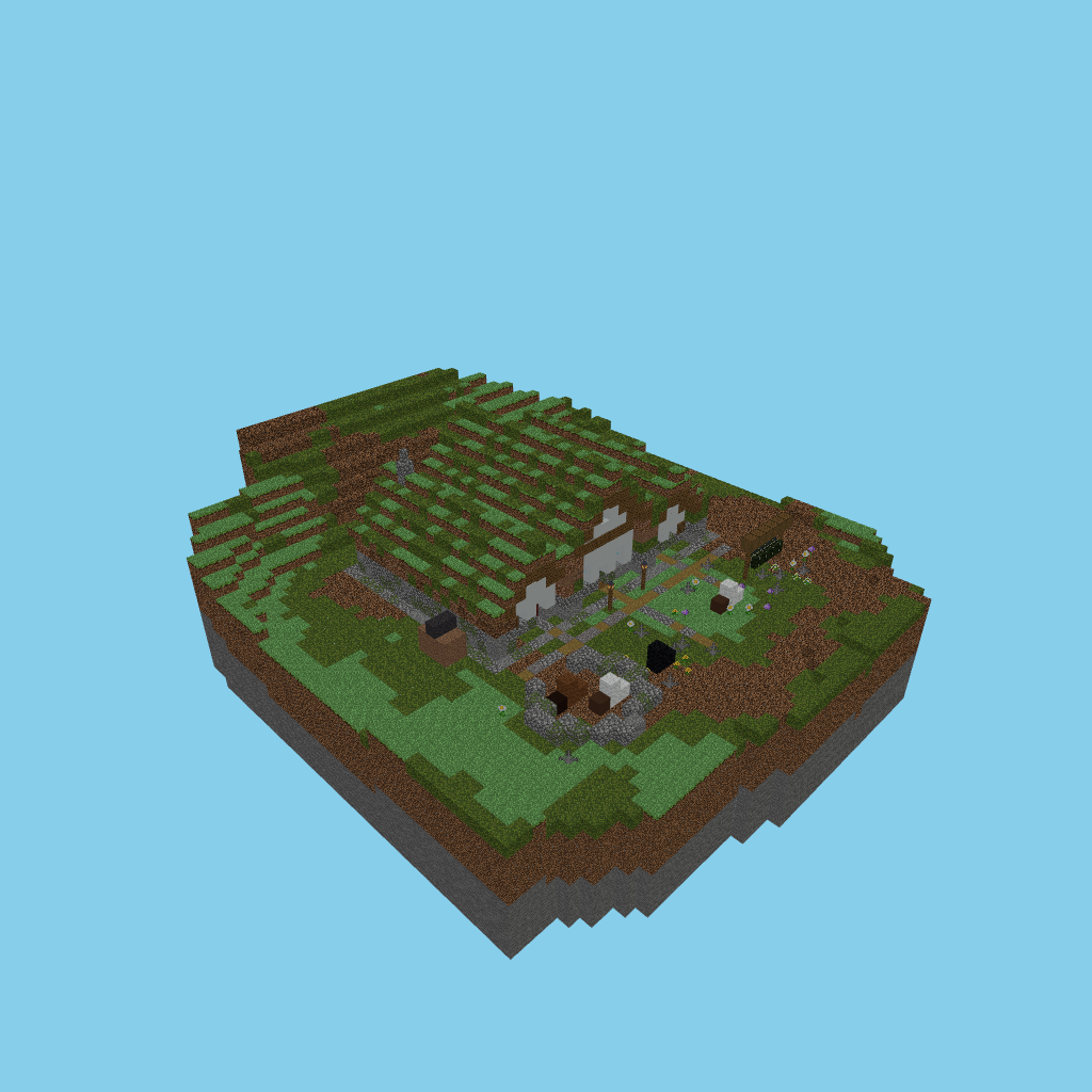 Icelandic turf farmhouse (guided) isometric view