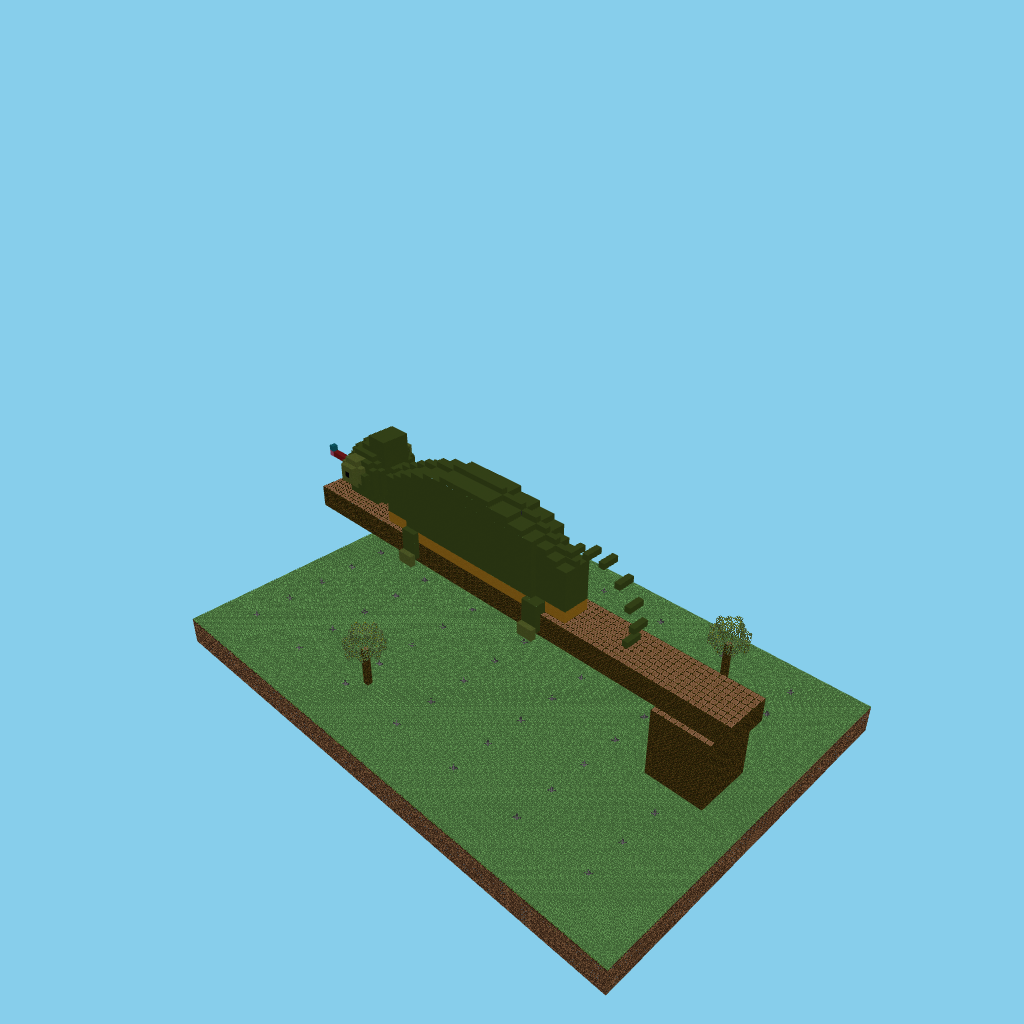 Colossal chameleon on a branch (bare) isometric view