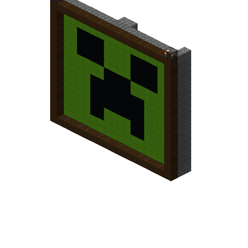 Pixel Art Creeper Face (Group A), isometric render