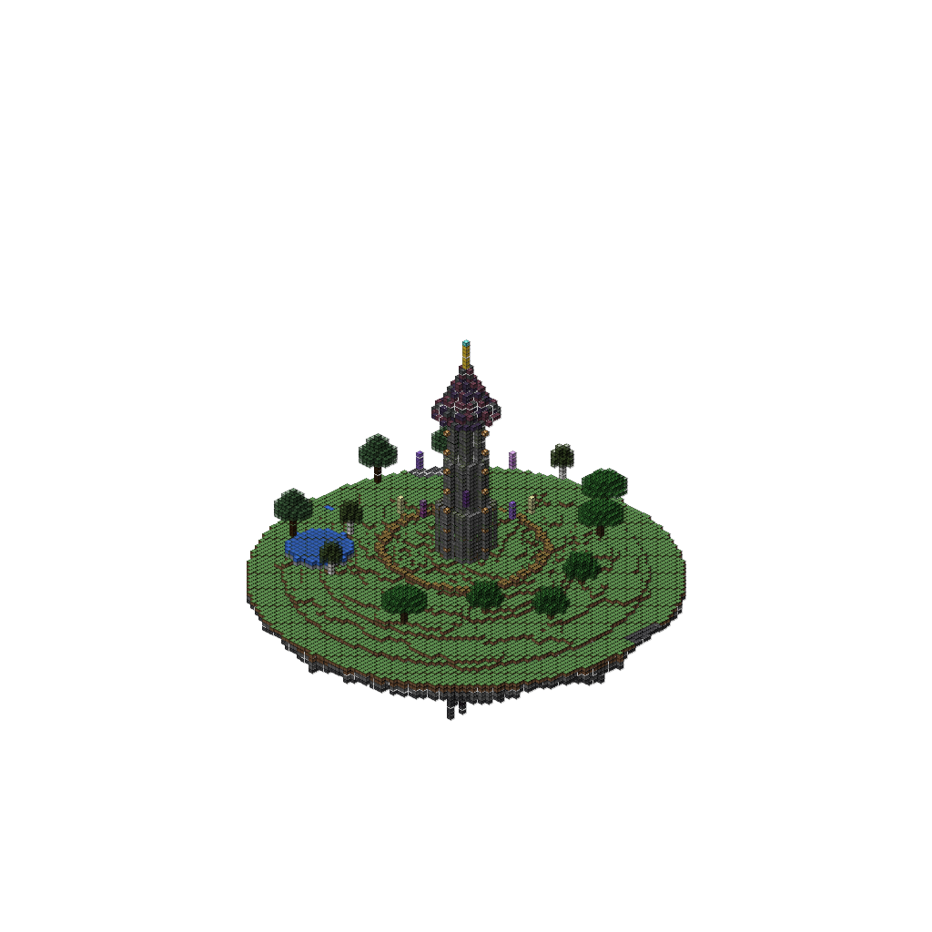 Floating Wizard Island, isometric render